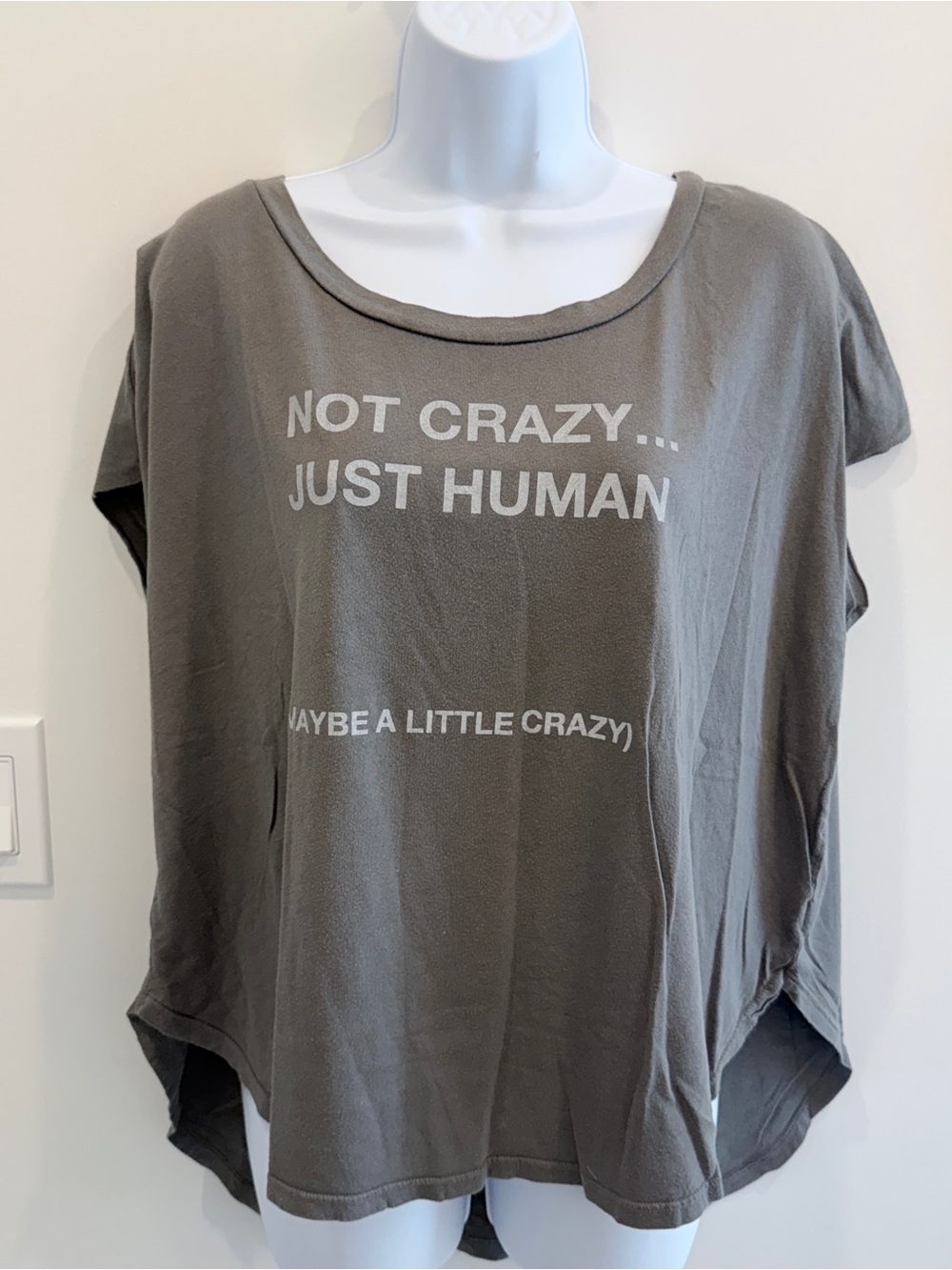 good hYOUman Gray Scoop Neck Graphic Tee - Not Crazy Just Human